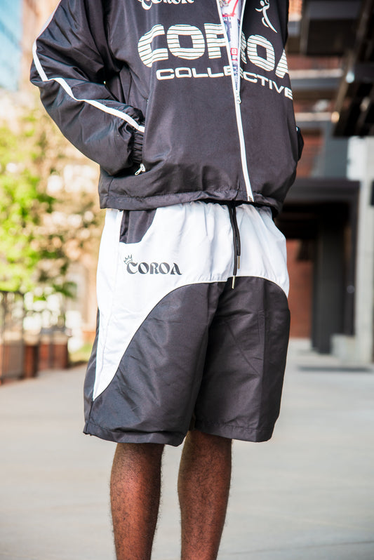 Kingdom Black Windbreaker Shorts